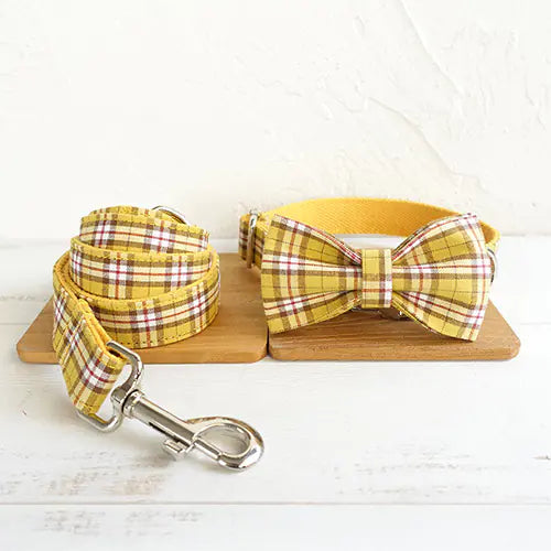 Chic Lattice Bow Pet Collar